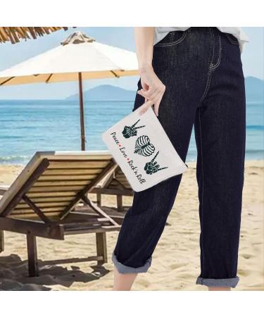 Levlo Funny Rock and Roll Cosmetic Bag - Retro 80s Guitar Make-Up Bag Peace Love Rock 'n' Roll Gift for Friends & Family - Buy Online on GoSupps.com