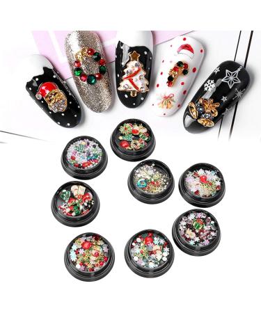 8 Boxes Christmas Nail Art Rhinestones mixed nail art Christmas nail accessories Metal Nail Studs for Christmas Nails Art Decoration Supplies - Buy Online on GoSupps.com