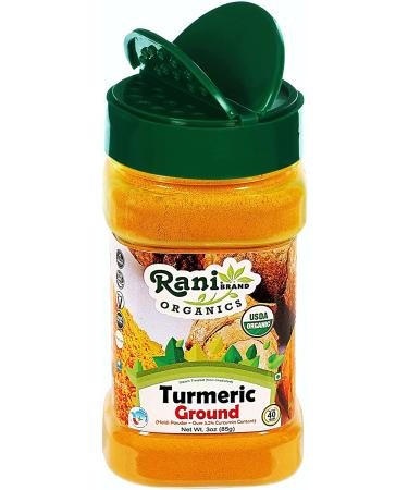 Rani Organic Turmeric (Haldi) Root Powder Spice - High Curcumin Content - 3oz PET Jar | USDA Certified Organic | Vegan, Gluten Friendly, NON-GMO - Indian Origin - Buy Online on GoSupps.com
