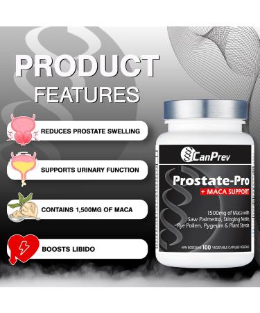 CanPrev Prostate-Pro + Maca Support | 100 v-caps l Supports Optimal Prostate Health l With Vitamin D3 & Zinc Citrate - Buy Online on GoSupps.com