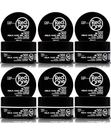 RedOne Aquatic Styling Wax Black 150ml | Extra Hold | For Men & Women | Long Lasting Shiny Look | Cherry Scent | Maximum Control Pack of 6