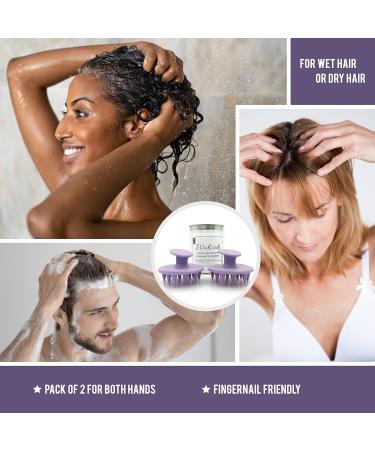 2-Piece Silicone Scalp Massage Brush Set | Mold-Resistant Head Massager for Hair Shampoo - Wakisaki Purple - Buy Online on GoSupps.com