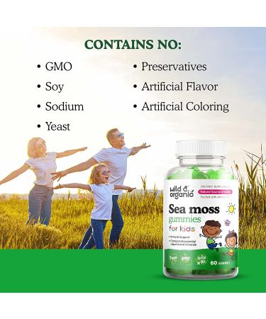 Organic Sea Moss Gummies for Kids - Immune Support & Thyroid Health - 60 Pcs - Buy Online on GoSupps.com