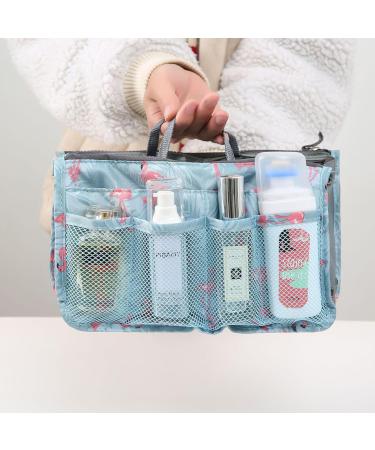 Yueming Printed Handbag Organizer - 13 Bag Cosmetic & Diaper Organizer with Handle (28x18x10cm) - Versatile Zip Carrier in Coffee Flower Design - Buy Online on GoSupps.com