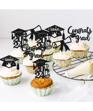 Xsstarmi 36 Pack 2024 Graduation Cupcake Toppers Glitter Class of 2024 Graduation Cap Diploma Cupcake Picks for Congrats Grad 2024 Graduation Theme Party Cake Decorations Supplies Black 04-black - Buy Online on GoSupps.com