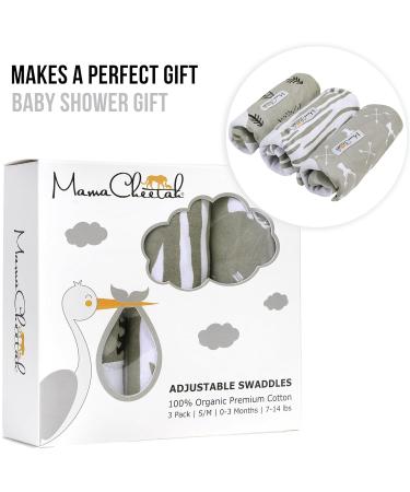 Mama Cheetah Baby Swaddle Sack Easy Swaddles for Boy & Girl 0-3 Month - Grey - Pack Of 3 - Buy Online on GoSupps.com