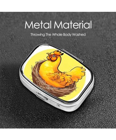 Bird's Nest Golden Chicken Print 2 Compartment Pill Case | Cute Travel Pill Organizer & Purse Pill Box | Perfect Gift for On-the-Go - Buy Online on GoSupps.com