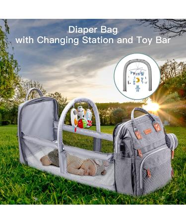 Large Diaper Bag Backpack with Changing Station | Waterproof, USB Charging Port, Pacifier Case | Multifunctional Diaper Bag for Boys - Light Grey Upgrade - Buy Online on GoSupps.com