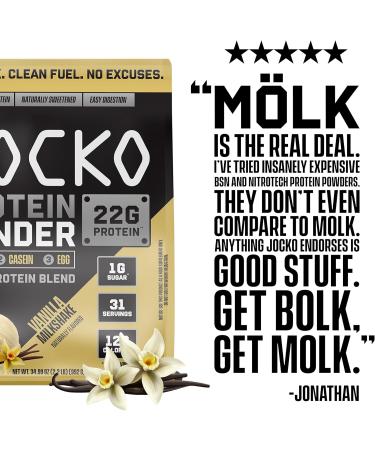 Jocko Mölk Whey Protein Powder 22 g Protein Sugar Free Monk Fruit Blend Muscle Recovery & Growth 31 Servings - Vanilla Milkshake - 34.99 Oz - Buy Online on GoSupps.com