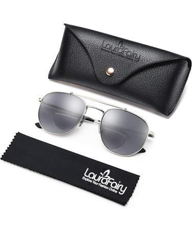 Bifocal Aviator Sun Readers 1.0D Reading Sunglasses | UV400 Grey | Women Men - Buy Online on GoSupps.com