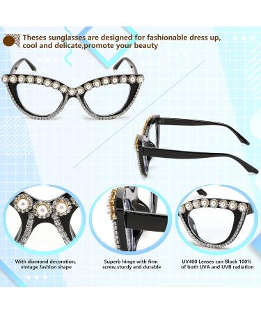 FEISEDY Diamond Blue Light Blocking Cat Eye Glasses for Women - Rhinestone Oversized Anti Eyestrain Computer Glasses Frame B2358 - 51mm - Buy Online on GoSupps.com