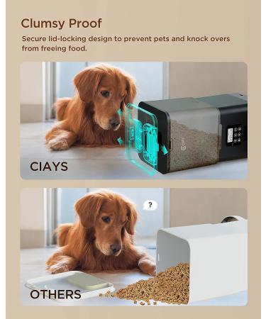 Ciays Automatic Cat Feeder 5.6L - 20 Portion Control, 4 Meals a Day - Pet Food Dispenser for Cats/Dogs - Dual Power & Voice Recorder - Black - Buy Online on GoSupps.com