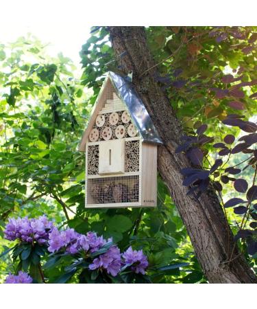 Navaris XL Wooden Insect Hotel - Natural Wood Garden Shelter for Bees, Butterflies, Ladybugs - 23 x 40 x 7 cm - Buy Online on GoSupps.com
