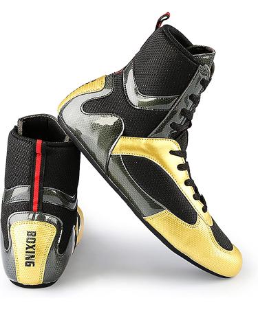 YAOTIAO High Top Boxing Shoes - Men's Breathable Non-Slip Training Boots - Indoor Outdoor Wrestling Shoes - Gold - Size 9 - Buy Online on GoSupps.com