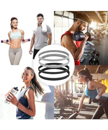 Molain Elastic Non-Slip Sports Headband - 4 Pack Athletic Silicone Grip Hair Bands for Football & Exercise - Black & Gray - Buy Online on GoSupps.com