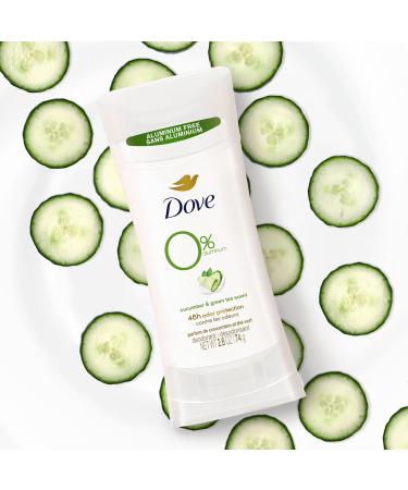 Dove 0% Aluminum Deodorant - Cucumber & Green Tea, 24H Odor Protection, 4 Count, 2.6 oz Each - Gentle, Alcohol-Free - Buy Online on GoSupps.com