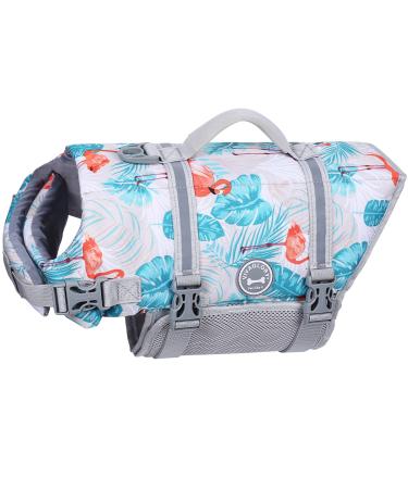 Vivaglory Ripstop Dogs Rescue vest For Small Medium Boat Dog Wallpage with improved buoyancy & visibility leaf blue XS: 35-43cm (chest circumference) Leaf blue