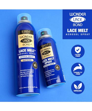 EBIN NEW YORK Wonder Lace Melt Aerosol Spray - Keratin + Biotin Infused (180ml./ 6.08oz) - Preserves Edges & Undetectable Lace | Long lasting hold | No Residue 6.08 Fl Oz (Pack of 1) Keratin + Biotin - Buy Online on GoSupps.com