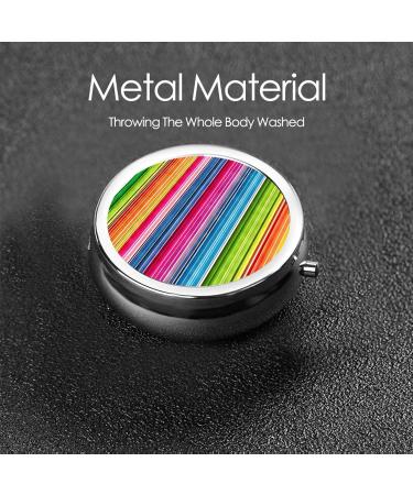 Colorful Mexican Stripes Mini Round Pill Box - 3 Compartment Portable Pill Organizer for Home Office & Travel - Buy Online on GoSupps.com