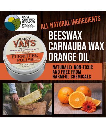 Daddy Van's Lavender & Sweet Orange Oil Beeswax Furniture Polish - Chemical-Free Wood Wax Conditioner | No Petroleum Distillates - Buy Online on GoSupps.com