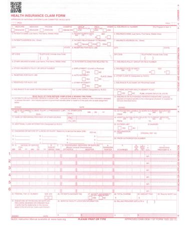 New CMS 1500 Health Insurance Claim Forms HCFA Approved Version (02/12) - Ream of 100 Forms
