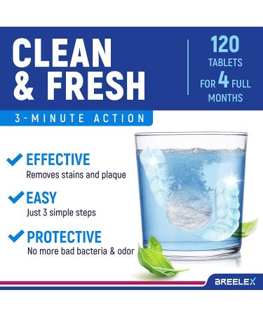 Denture Cleaning Tablets - 120 Pack Retainer & Night Guard Cleaner | Freshens & Removes Odor in 3 Minutes - Buy Online on GoSupps.com
