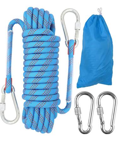 10mm climbing rope outdoor security rope nylon rope static climbing rope rescue rope Fire rescue parachute rope with 2 carabiners for work in the height/fire conductor/sport blue Blue - Buy Online on GoSupps.com