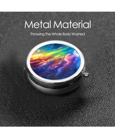 Colorful Nebula Portable Pill Box - 3-Compartment Metal Organizer for Small Pills | Travel Essential | Hinged Design | International Shipping Available - Buy Online on GoSupps.com