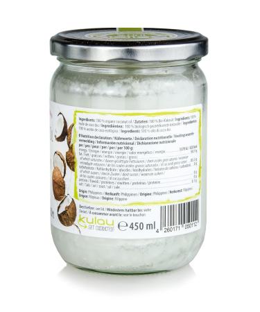 Kulau Organic Coconut Oil 450ml - Pure Cold-Pressed & 100% Natural | Premium Cooking Oil for Healthier Lifestyle - Buy Online on GoSupps.com