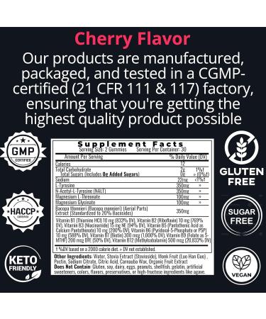 L-Tyrosine Bacopa Monnieri N-Acetyl-L-Tyrosine NALT Magnesium L-Threonate & Glycinate Methylated Vitamin B Complex Gummies Caffeine Gum Supplement Pill Capsule Powder Tablet Tincture Alternative - Buy Online on GoSupps.com