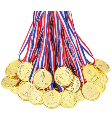 Caydo 100 Pieces Gold Medals for Kids Medals for Awards Plastic Winner Award Medals for Kids