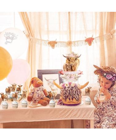 Highland Cow Birthday Party Decorations Girl 25pcs Highland Cow Cake Toppers Highland Cattle Birthday Cake Decorations for Boho Retro Floral Highland Cow Holy Cow Farm Animal Birthday Decorations - Buy Online on GoSupps.com