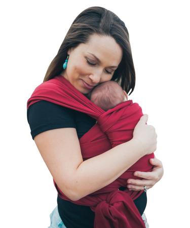Baby Wrap Sling Organic Stretchy Premium Carrier | UK/EU Safety Tested | Made in UK by Joy and Joe | Suitable from Birth to 16Kg | with Hat Bag and Full Colour Instruction (Maroon)