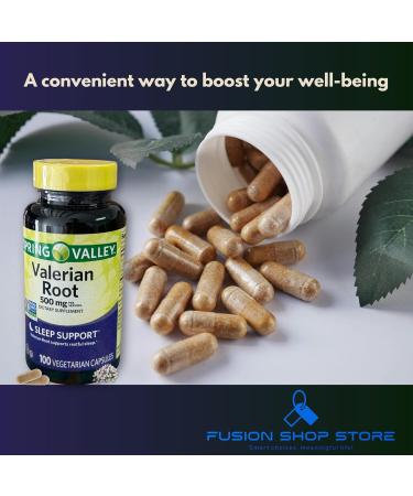 Valerian Root 500mg- Vegan Capsules 100 Ct (Pack of 1) Boxed by Fusion Shop Store - Buy Online on GoSupps.com