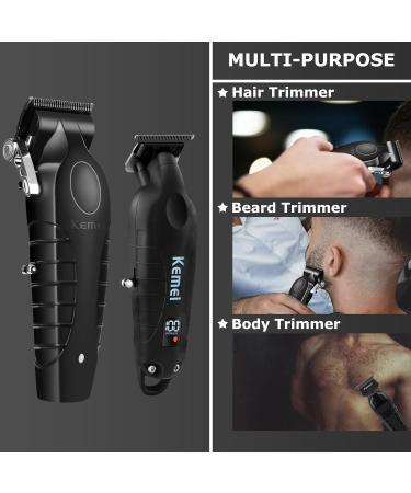 KEMEI Hair Clippers for Men Professional Clippers and Trimmers Set Cordless Zero Gap Trimmer for Men with LED Display 11 Guide Combs Mens Gifts 2293+2296black - Buy Online on GoSupps.com