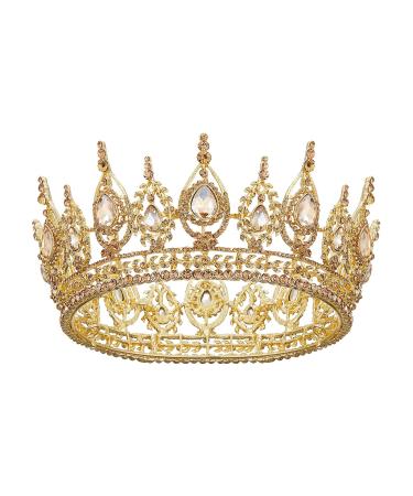 SWEETV Royal Queen Crown, Wedding Tiara for Bride, Rhinestone Tiaras and Crowns for Women, Costume Headpiece for Birthday Cosplay Party Celebration,Gold 6.Gold