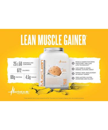 Metabolic Nutrition - Musclean - Milkshake Weight Gainer, Whey High Protein Meal Replacement, Maintenance Nutrition, Low Carb, Keto Diet, Digestive Enzymes, Vanilla, 2.5 Pound (25 ser) 2.5 Pound (Pack of 1) Vanilla Milkshake - Buy Online on GoSupps.com