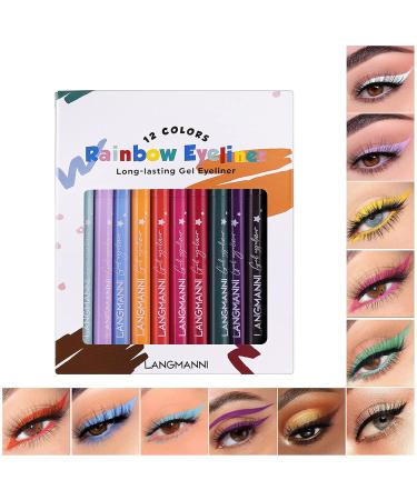 12 Colors Waterproof Eyeliner Set - Matte Eyebrow Pencil Eyeshadow Pen & Lipstick | Durable & Colorful Makeup - Buy Online on GoSupps.com