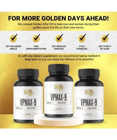 Golden After 50 VpMax-9 - Sight Care and Antioxidant Supplement with Eye Vitamins Lutein Lycopene and Bilberry Extract - 3 Bottles 1 Count (Pack of 3) - Buy Online on GoSupps.com