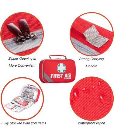 General Medi 2-in-1 First Aid Set - 215-Piece Premium Kit & 43-Piece Mini Set for Home Car Travel Sports & Camping - Perfect Emergency Supplies (Red) - Buy Online on GoSupps.com