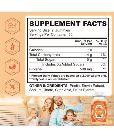 Buy Well&Whole L-Lysine 500mg Gummies - Vegan Amino Acid Supplement for Gum & Lip Health - Non-GMO Gluten-Free - 60 Count - Buy Online on GoSupps.com