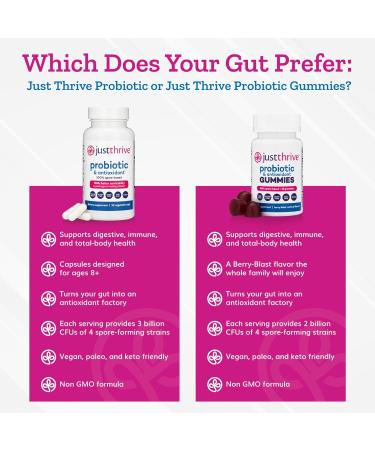 Just Thrive Probiotic Gummies - Kids Men and Womens Probiotic - for Digestive and Overall Health 30 Count 30 Count (Pack of 1) - Buy Online on GoSupps.com