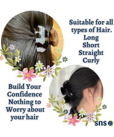 Multicolour Hair Claw Clips - Set of 3 Medium Size Barrettes for Fine, Long, Thick Hair | Tortoise Shell Pattern Acrylic Clamps - Strong Hold Non-Slip Design for Women (6cm) - Buy Online on GoSupps.com