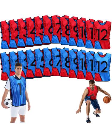 12 Pack Reversible Basketball Jersey Team Sports Soccer Pinnies Double Sided Reversible Practice Vest Pennies Hockey Practice Jersey with Numbers Training Scrimmage Vest for Adult Football L Size