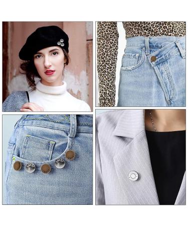 TOOVREN 8 Sets Button Pins for Jeans Pants - No Sew Perfect Fit Button Tightener - Adjustable Reusable Metal Clips Snap Tack - Reduce Too Big Pants Waist - 8 Pack - Buy Online on GoSupps.com