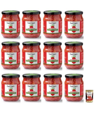 Cos Com' Datterino Rosso Dolcimet al Naturale Set of 12 Natural Red Tomatoes Italian Tomatoes 540 g Glass + Gourmet Pulp of Tomatoes Box 400 g