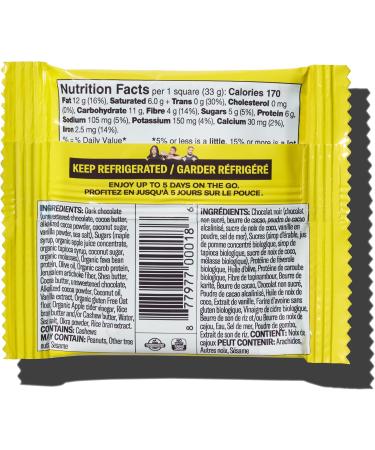 Mid-Day Squares Cookie Dough Bars 33g each 3 Packs (36 Squares) | Made with Real Chocolate 6g Plant Protein 4g Fiber Gluten Free Certified Vegan Cookie Dough 12 Count (Pack of 3) - Buy Online on GoSupps.com