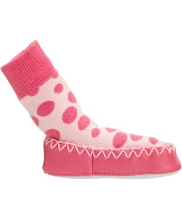 Mocc Ons Washable Leather Sole Slipper Socks (18-24 Months) - Pink Spot - Buy Online on GoSupps.com