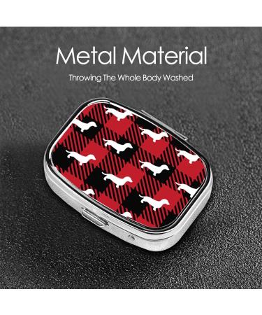 Portable Dachshund Buffalo Plaid Pill Case | Daily Pill Organizer for Travel | Best eCommerce Pill Storage - Buy Online on GoSupps.com