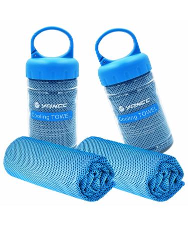 YQXCC 2 Pack Cooling Towel (47"x12") Ice Towel for Neck, Soft Breathable Chilly Towel, Microfiber Cool Towel for Yoga, Golf, Gym, Camping, Running, Workout & More Activities 2*light Blue